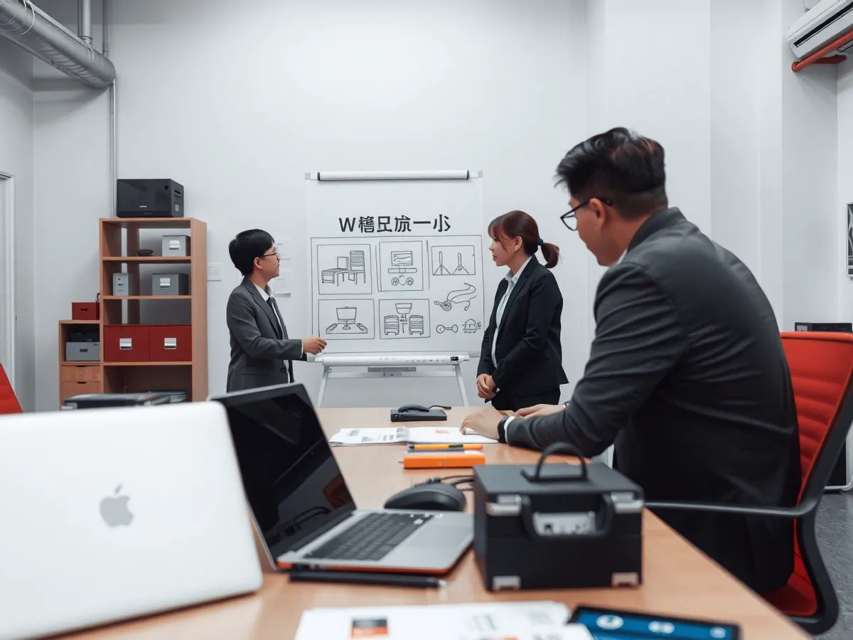 虎克团队在会议室讨论网站搭建方案